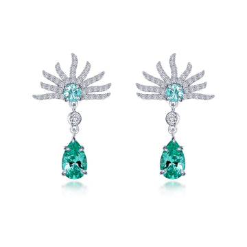 Fancy Lab-Grown Sapphire Peacock Earrings